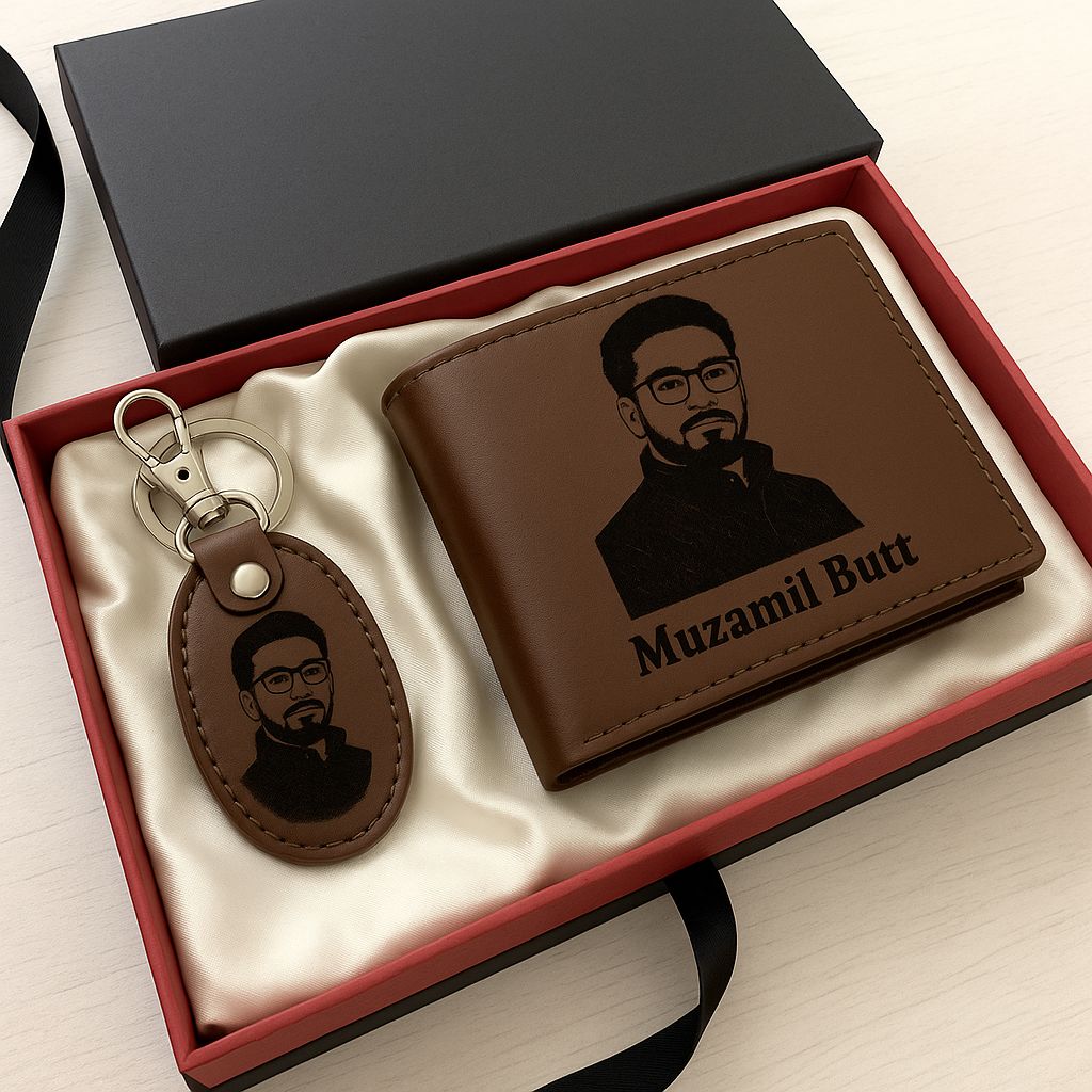 Premium Customized Wallet & Keychain Set Photo Wallet