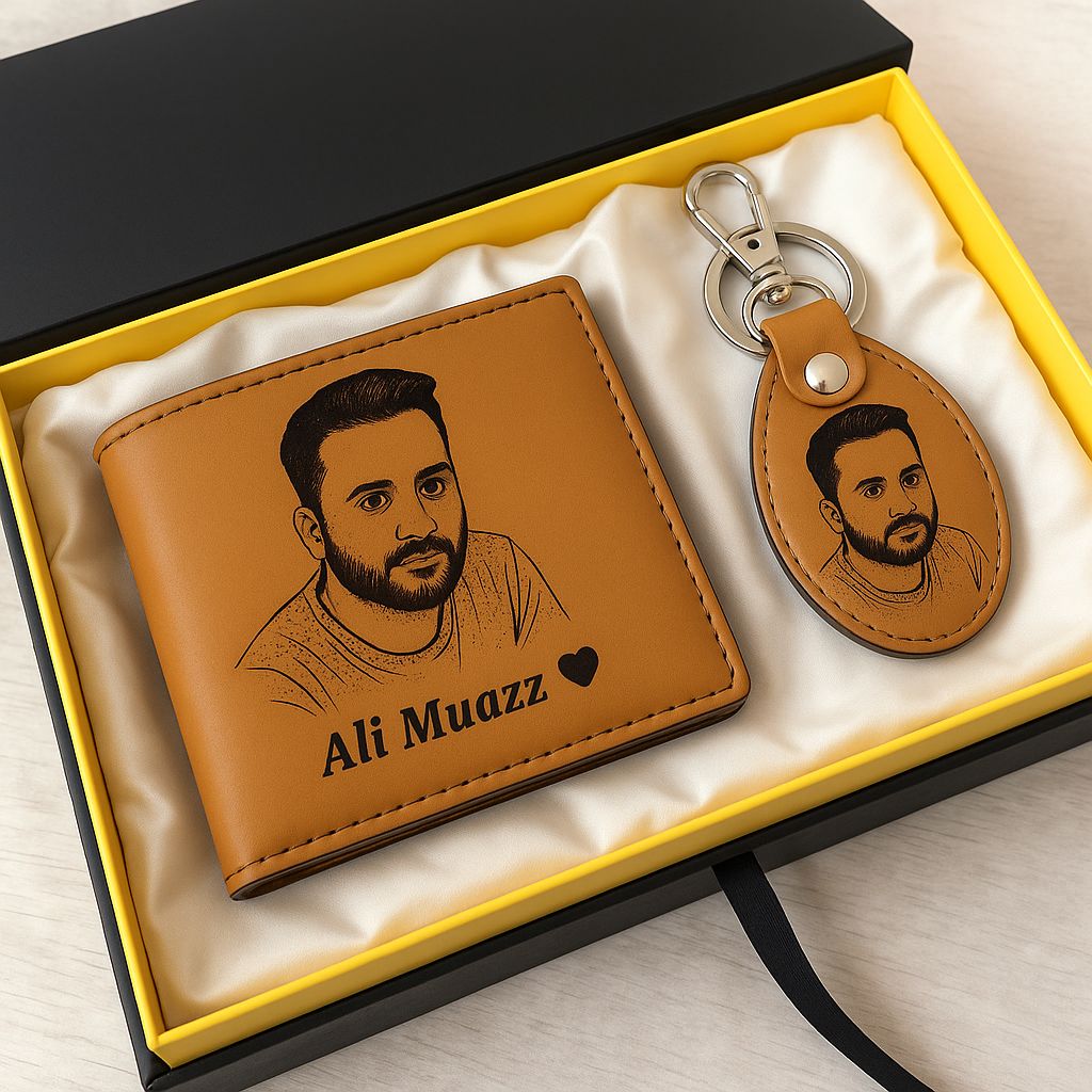 Premium Customized Wallet & Keychain Set Photo Wallet