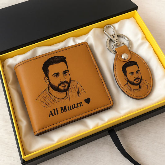 Premium Customized Wallet & Keychain Set Photo Wallet